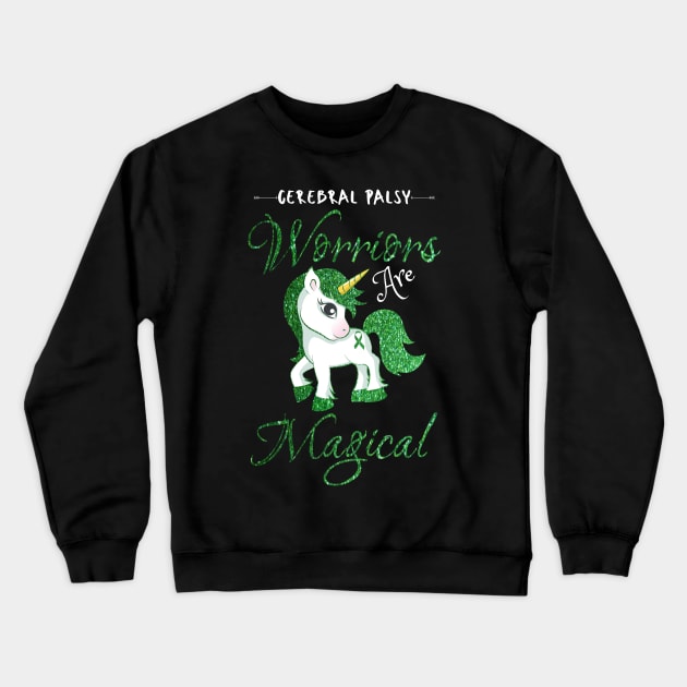 Cerebral Palsy Warriors Are Magical, Cute Green Unicorn Crewneck Sweatshirt by JustBeSatisfied